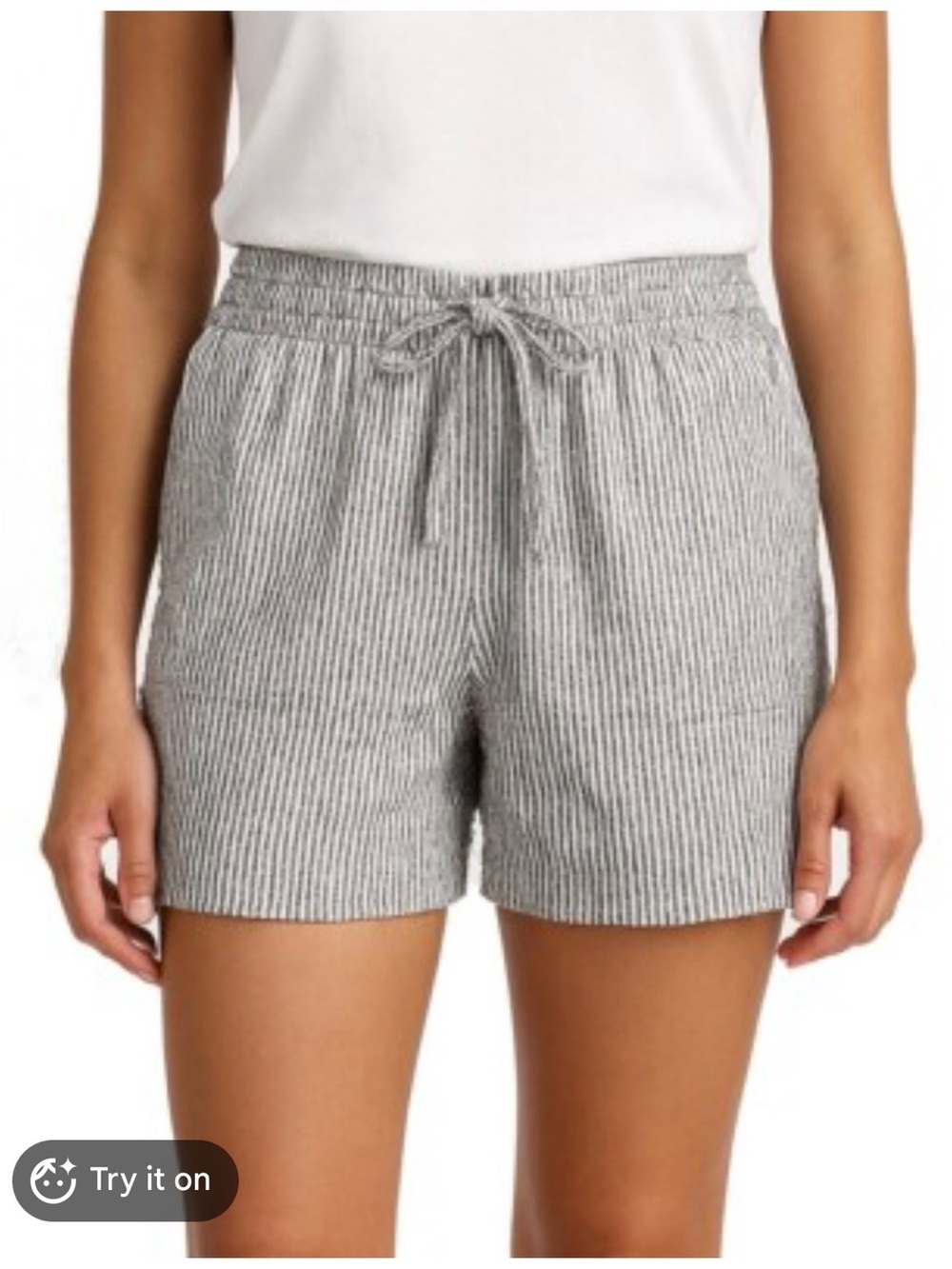 J.Crew Women's M - Black White Striped 4" Linen  Shorts
